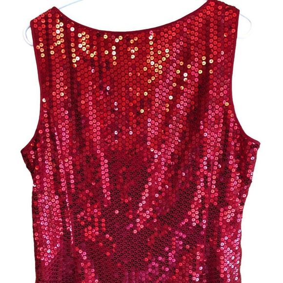 liz Claiborne Red Sequinned Sleeveless Top EUC - Picture 2 of 12